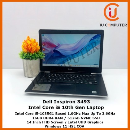 DELL INSPIRON 3493 INTEL CORE I5-1035G1 16GB RAM 512GB NVME SSD