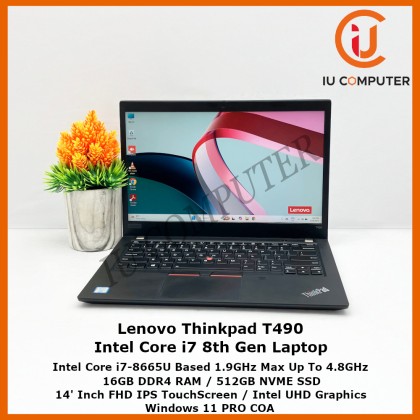 LENOVO THINKPAD T490 TOUCHSCREEN INTEL CORE I7-8665U 16GB RAM