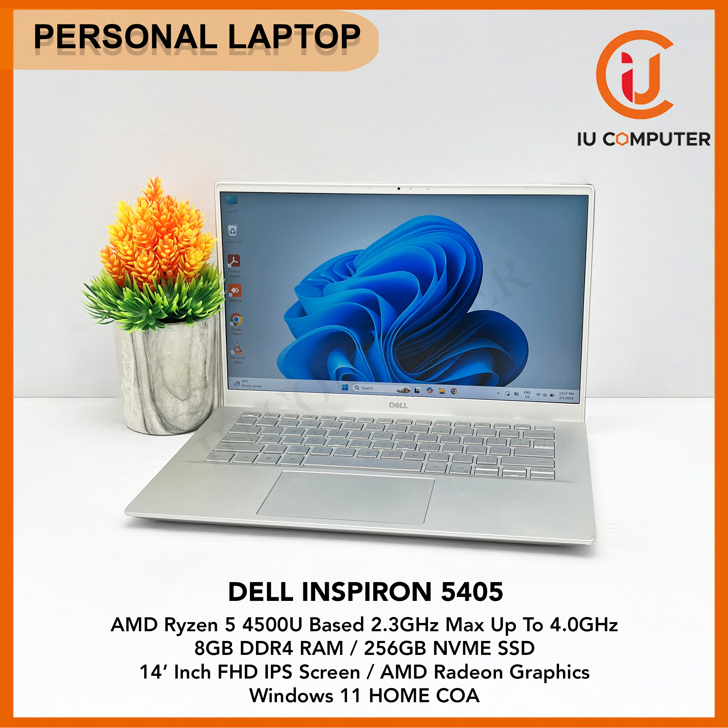 DELL INSPIRON 5405 AMD RYZEN 5 4500U 8GB RAM 256GB NVME SSD USED 