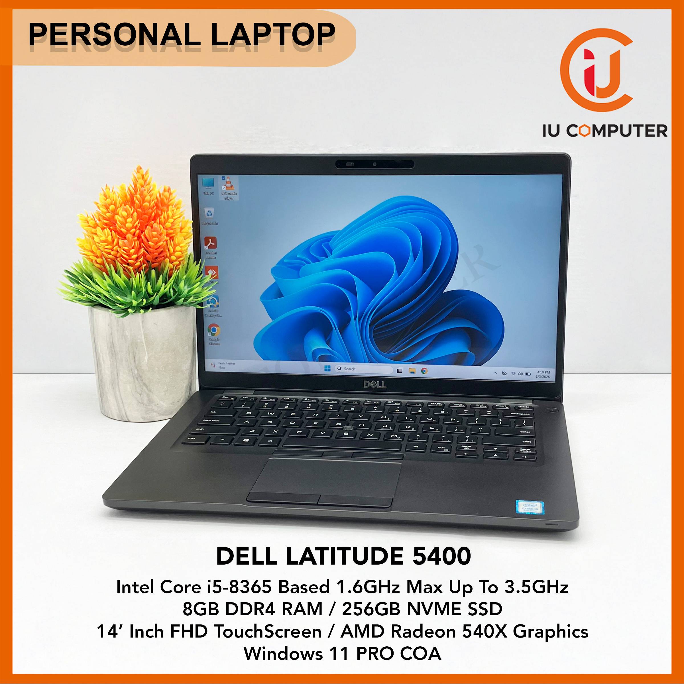 PC Portable Dell Latitude 5400 Reconditionné - I5-8365U, 8Go, 256Go SSD, W11