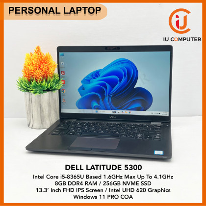 DELL LATITUDE 5300 INTEL CORE I5-8365U 8GB RAM 256GB NVME SSD USED