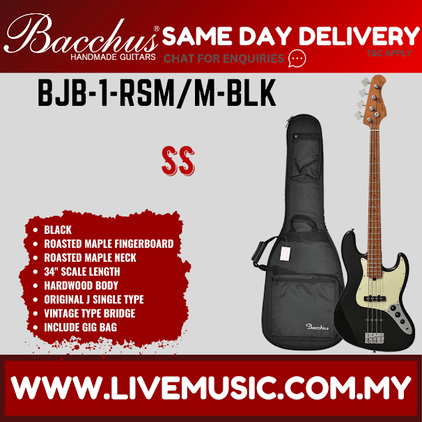 Bacchus BJB-1-RSM⁄M-BLK Universe Series Roasted Maple Bacchus BJB