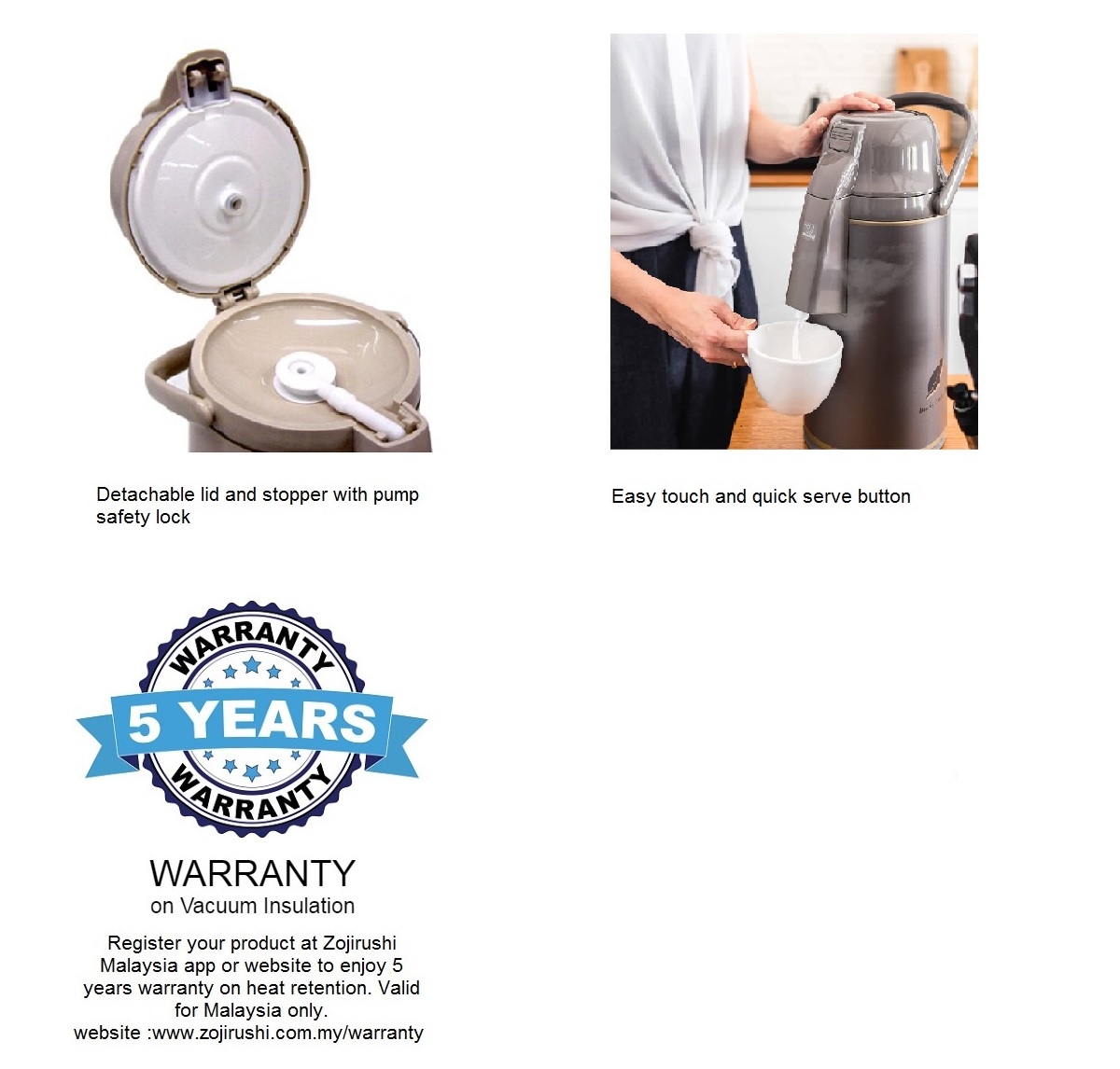 Zojirushi Air Pot 3L VRKE30NTK (Herb Cacao)