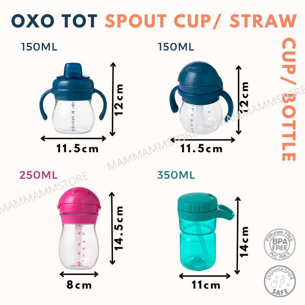 OXO Tot Grow Soft Spout Cup / Straw Cup / Twist Top Water Bottle 150ml