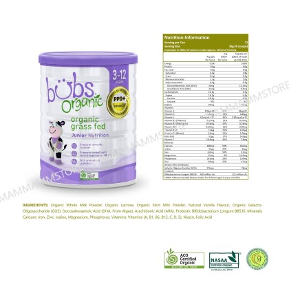 bubs バブズ　STEP3 800g Bubs Organic Grass Fed Milk Powder Step 3 (Toddler Milk