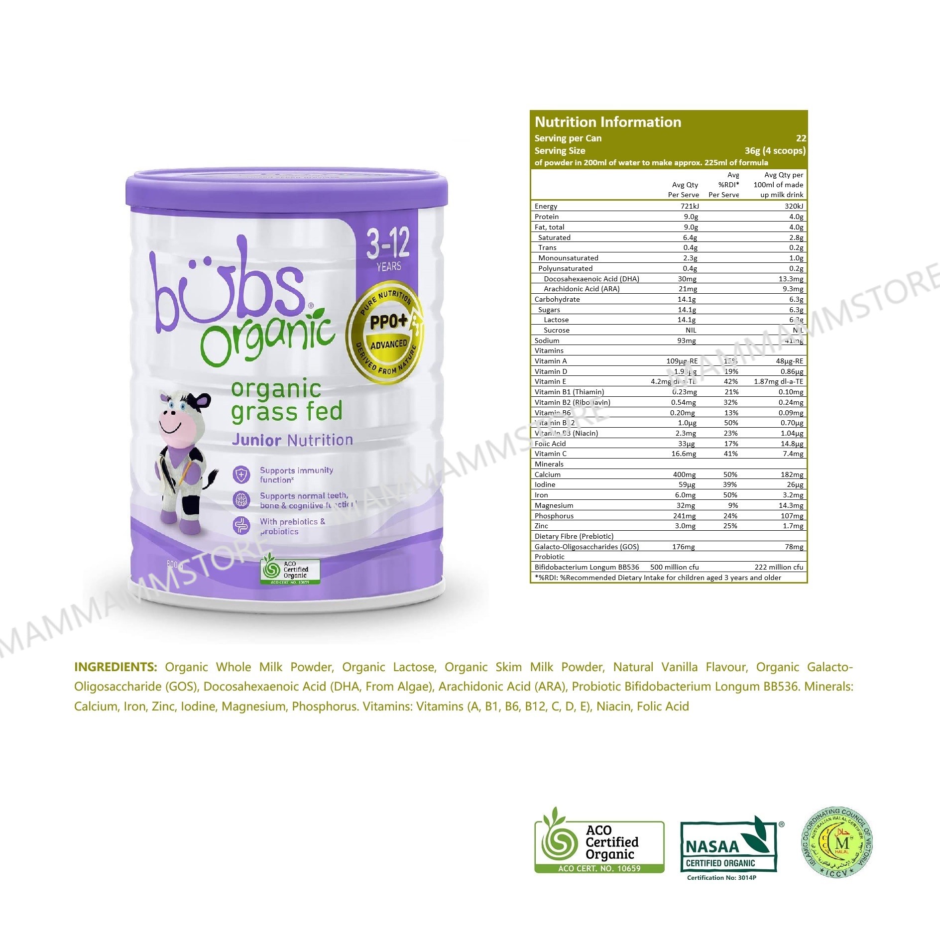 Bubs Organic Grass Fed Milk Powder Step 4 (Junior Nutrition