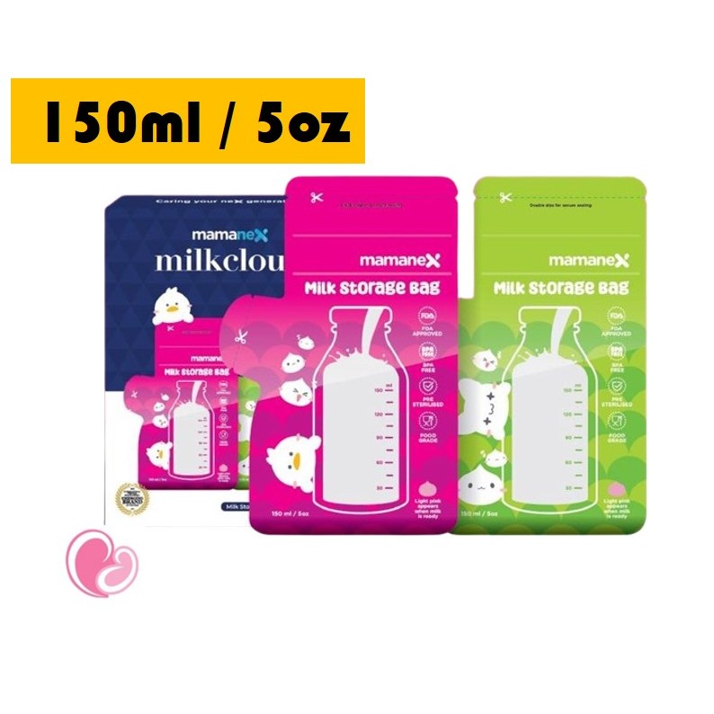 Mamanex 30pcs Double Ziplock Breastmilk Storage Bag 5oz