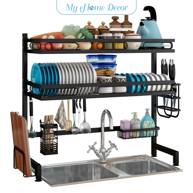 MEHD sink rack kitchen dish drainer plate drying rack knife shelves multifunction storage rack