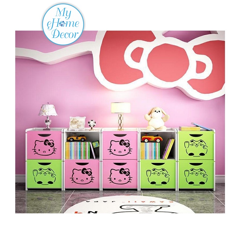 Cute kids kitty creative storage cabinet living room bedroom study room ...