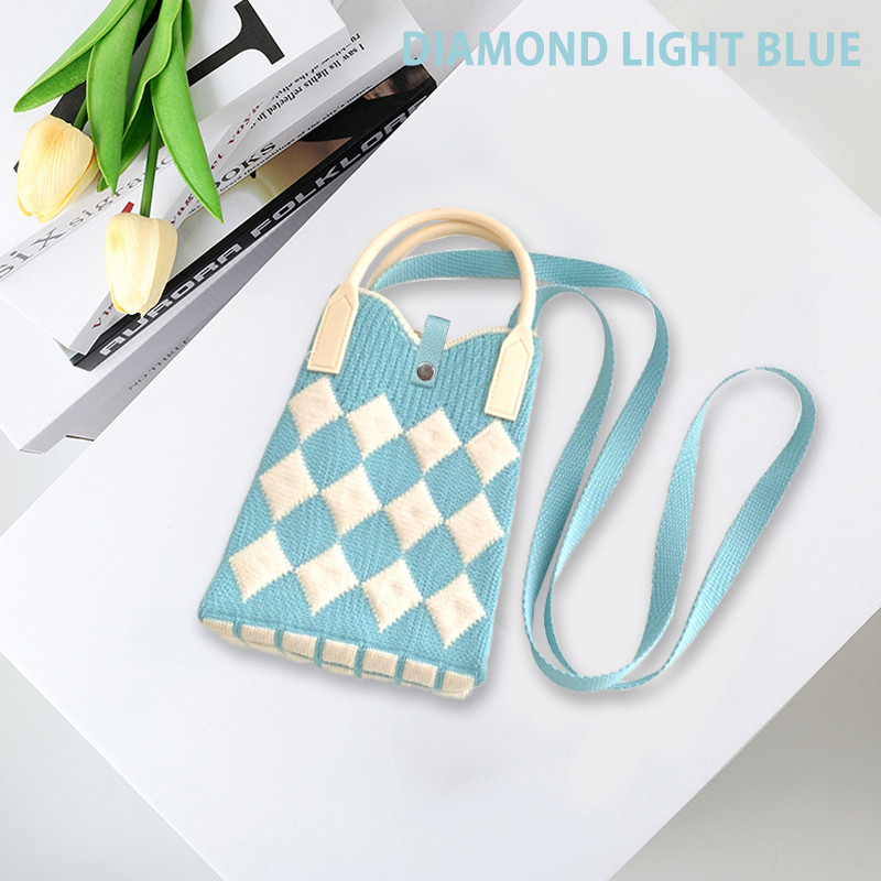 WHOLESALE | Mini Knitted Woman Phone Bag Sling Bag Wrist Shoulder Crossbody Travel Tote Handbags