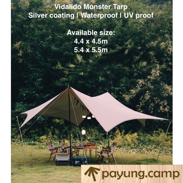 VIDALIDO Monster Tarp BLACK / SILVER Coating 5.4 x 5.5m / 4.4 x