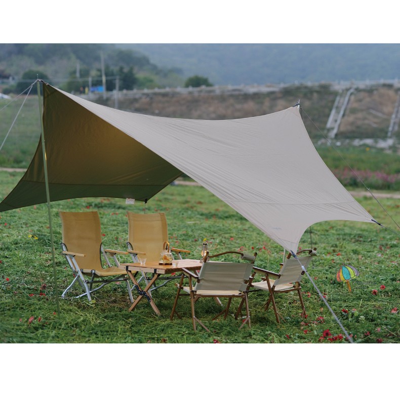 VIDALIDO Butterfly Shape Tarp 3.6m x 4.2m BLACK / SILVER Coating