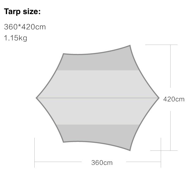 VIDALIDO Butterfly Shape Tarp 3.6m x 4.2m BLACK / SILVER Coating