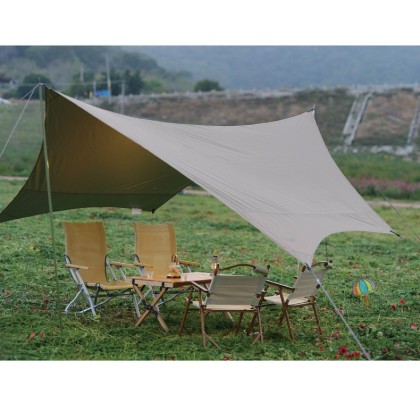 VIDALIDO Butterfly Shape Tarp 3.6m x 4.2m BLACK / SILVER Coating