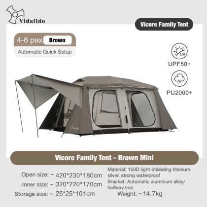 VIDALIDO Vicore Auto Tent 2022 Luxury Large Villa Camping Tent