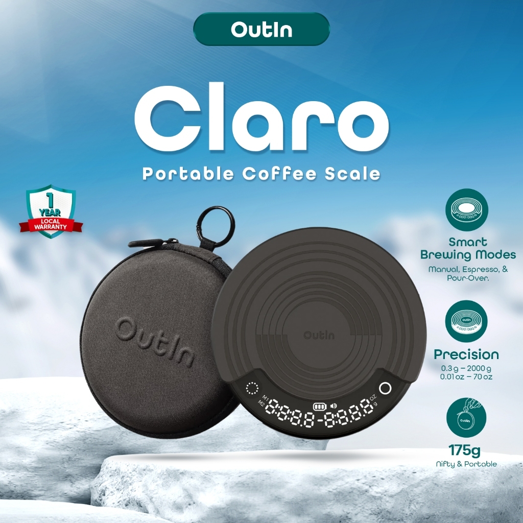 Outin Claro Portable Coffee Scale with Smart Brewing Modes and