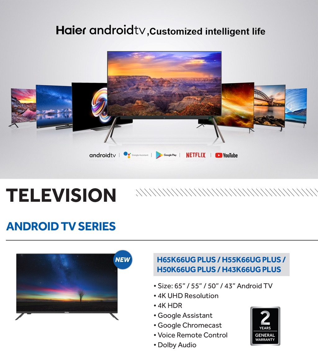 Haier 50" 4K UHD HDR Android LED TV H50K66UG PLUS | Seng Huat