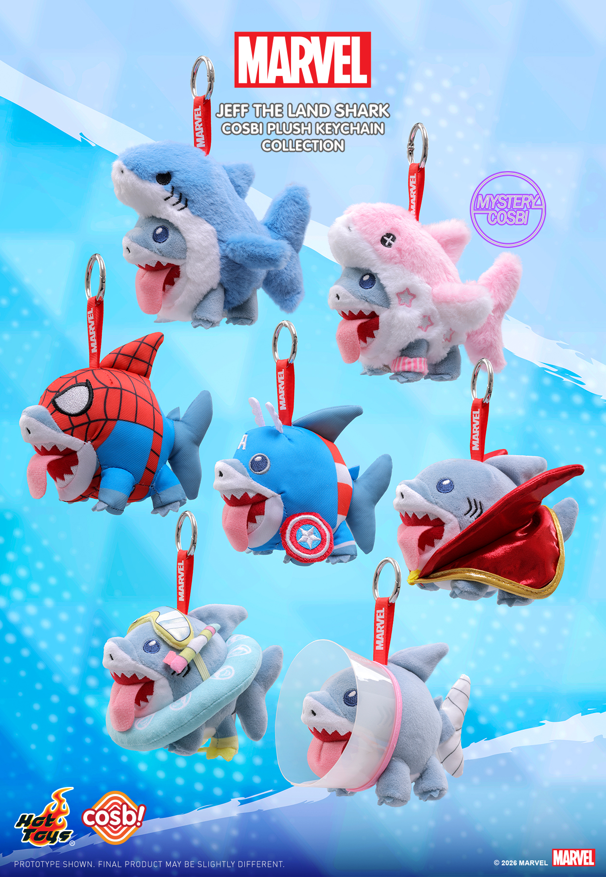 Cosbi MARVEL Jeff the Land Shark マスコット Hot Toys: Marvel Rivals - Jeff The Land Shark Cosbi Plush Keychain