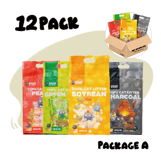 Package A - 12packs Tofu Cat Litter 2KG/6L Combo(1carton ) | SOAR