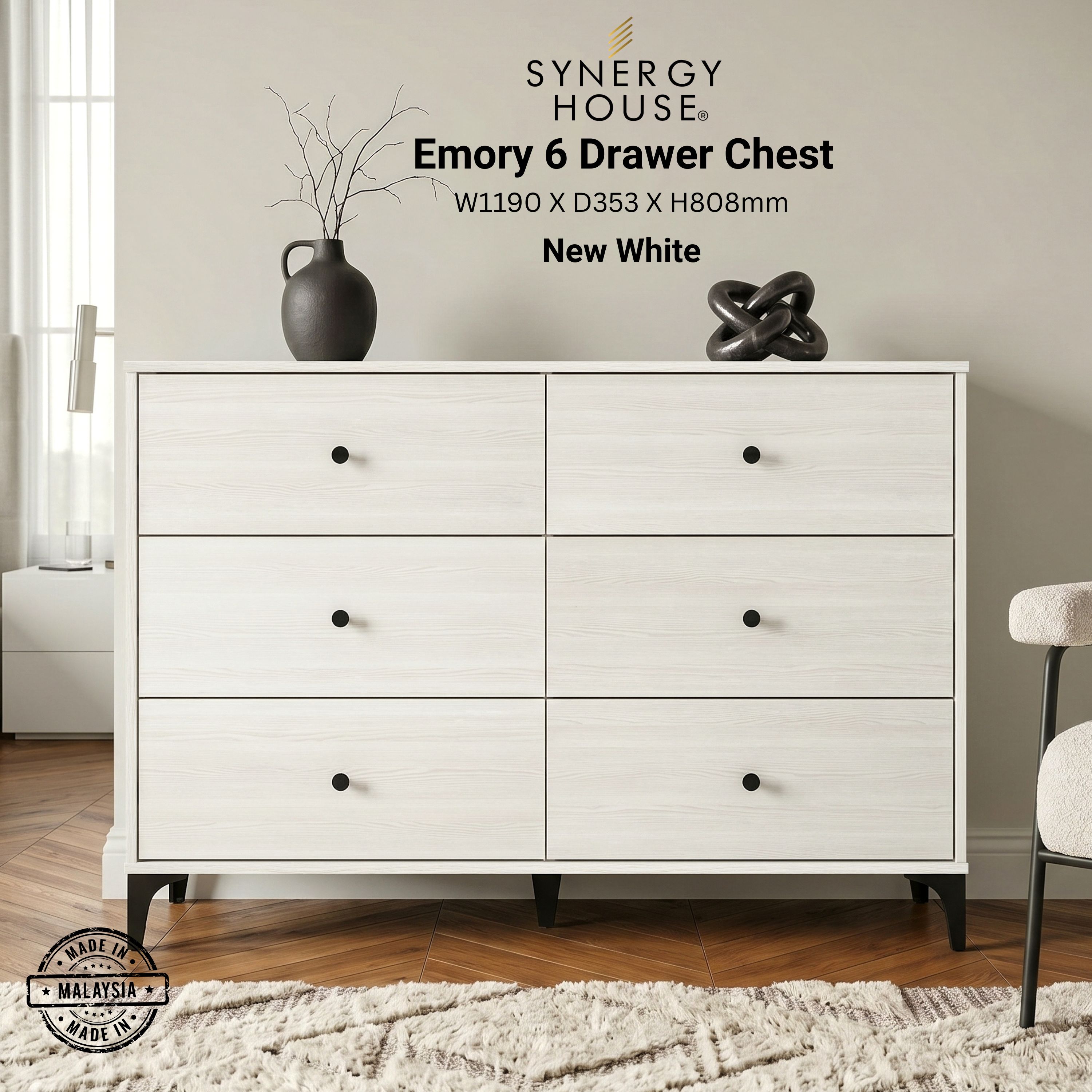 Synergy House Emory 6 Chest Drawer Clothes Storage 2.6ft height