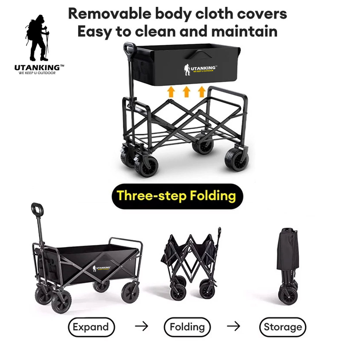 Camper Wagon Push Handle Attachment