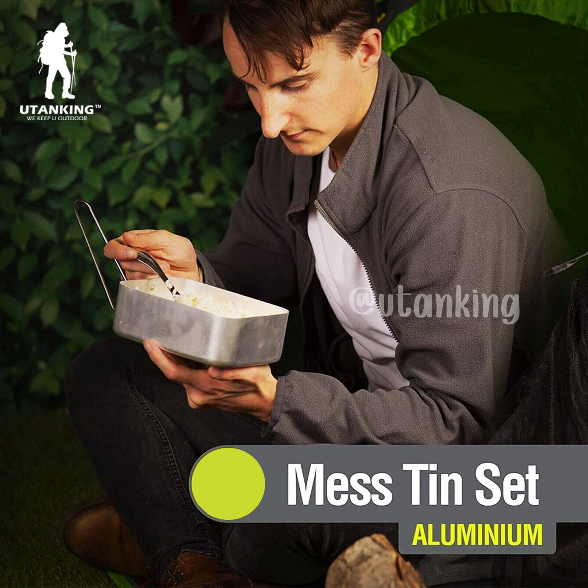 Aluminium Mess Tin,Bento Box Set, Militaire Camping Kookgerei Kit, Camping Bento Box, Lunchcontainer Stoomrek Set, Opvouwbare Handvat Camping Bento Box