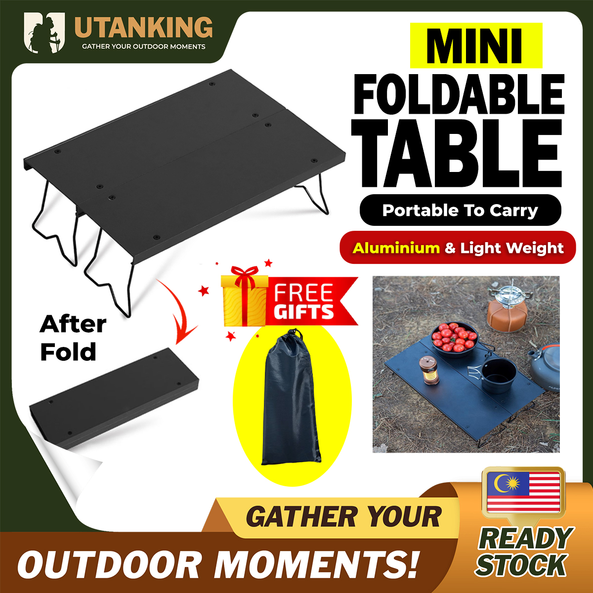 UtanKing™ Camping Folding Table Mini Bench Portable Outdoor Chair