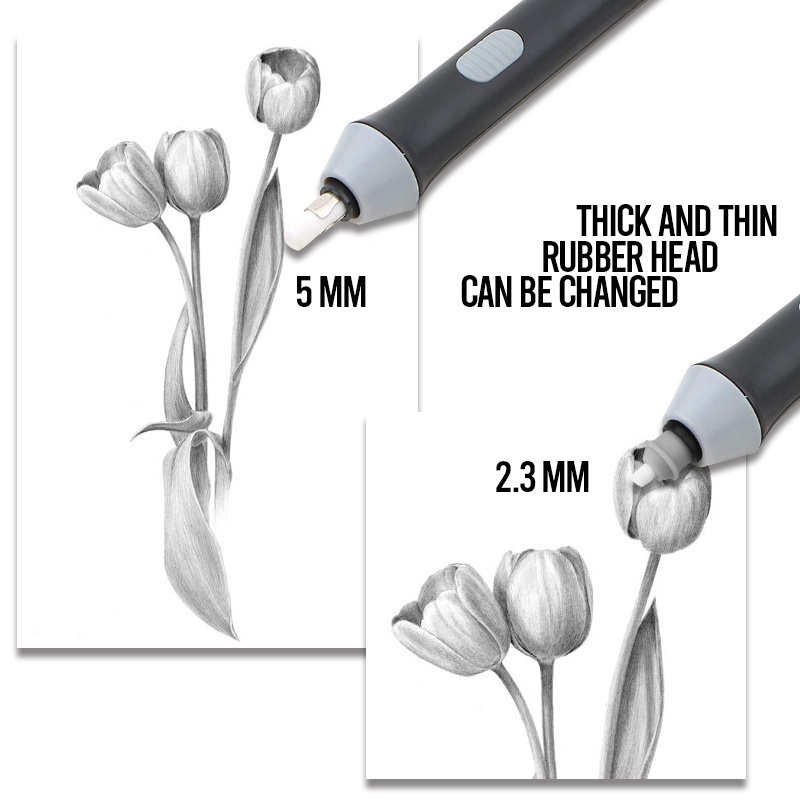 Tenwin Electric Eraser Refills - 30pcs Big (5mm) & 40pcs Small (2.3mm) Refills For Artists & Students