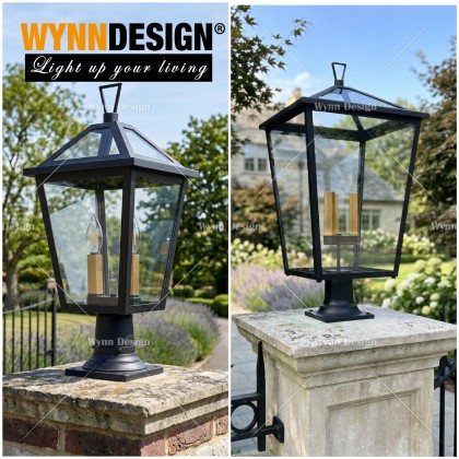 Wynn Design [Outdoor Gate Lamp] Pillar Light Black Weatherproof Garden ...