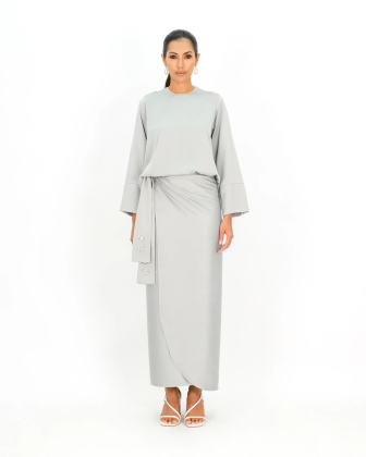 Larissa in Soft Grey | Baju Raya Premium & Exclusive