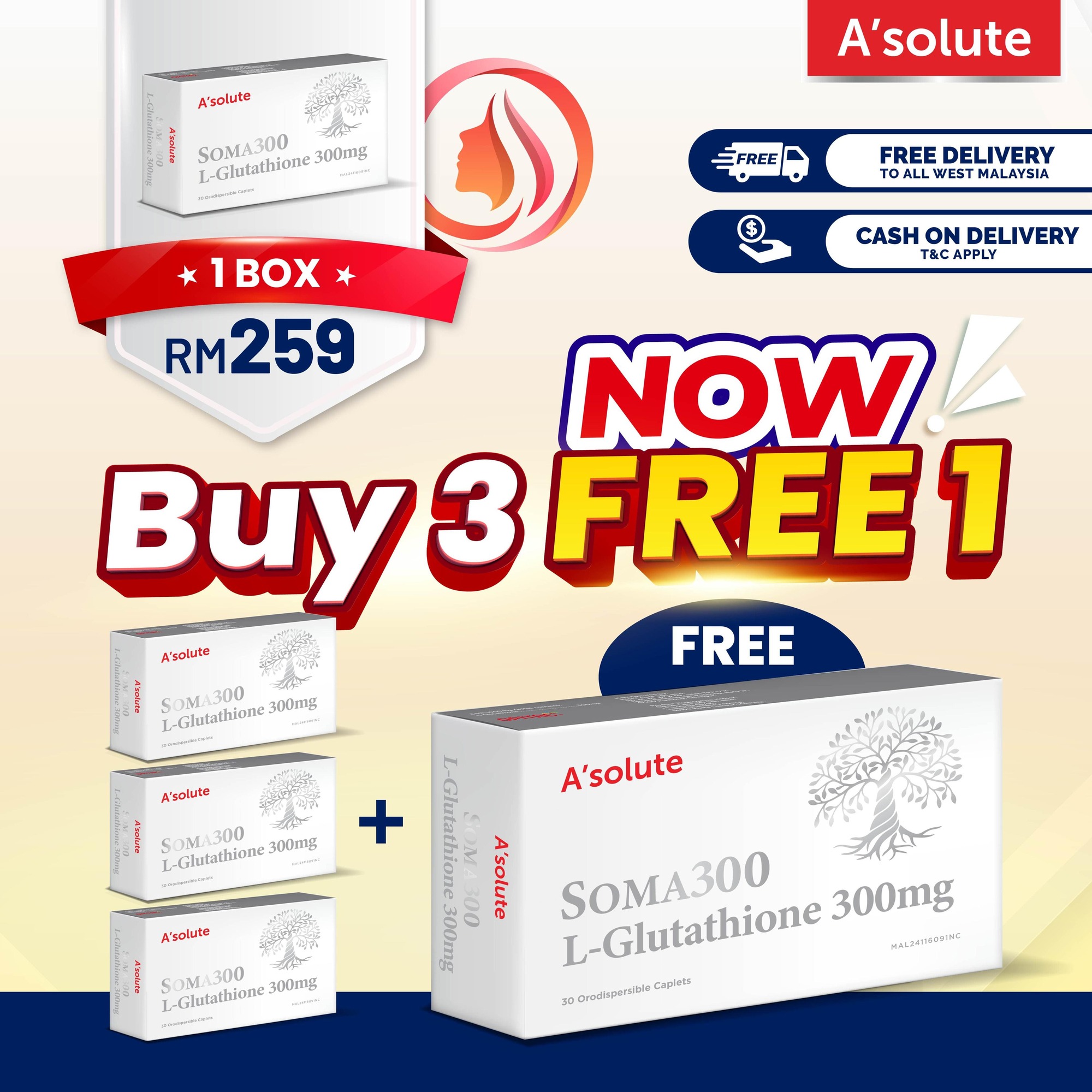 soma glutathione A'SOLUTE SOMA300 30S