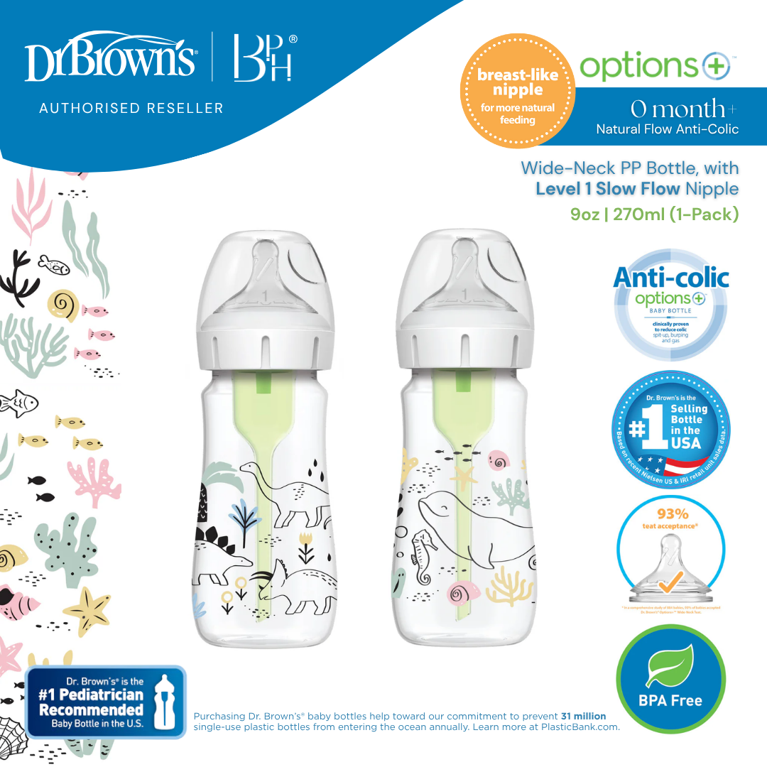 Dr Brown's Natural Flow Anti Colic Options+ Wide Neck PP Bottle
