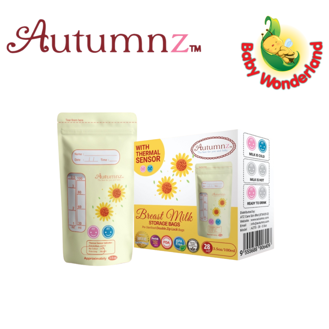 Autumnz Double ZipLock Breastmilk Storage Bag (28 bags) with