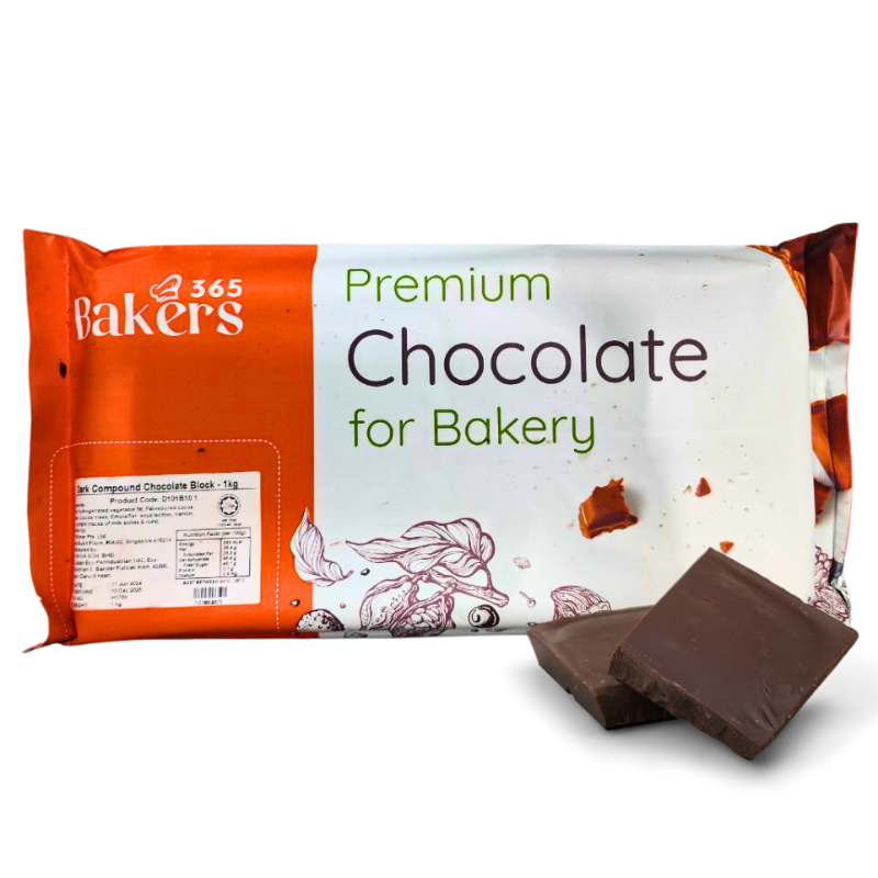 BAKERS 365 DARK COMPOUND CHOCOLATE BLOCK 1KG | Baking Items Supply
