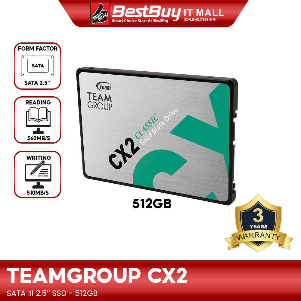 TEAMGROUP CX2 SATA III 2.5'' SSD - 512GB | BestBuy IT Mall is a