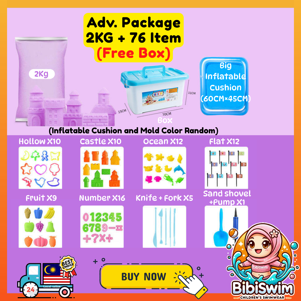 BIBISWIM Kinetic Sand Toys For Kids Space Sand Castle Play Set Beach Toys Mainan Pasir Castle Play