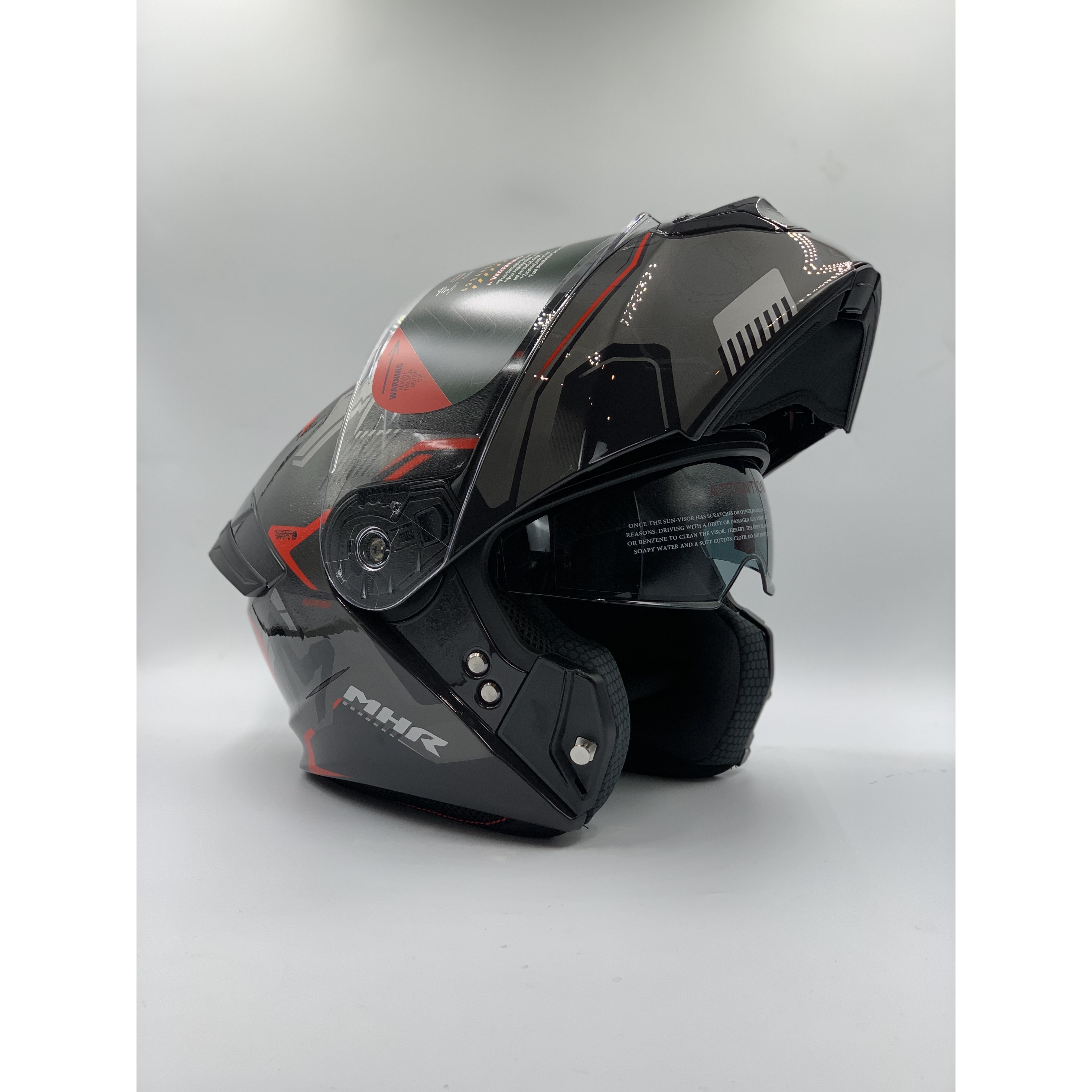 MHR Helmet Fullface Flip-Up GTZ Glossy Black/Red Graphic | Bikers