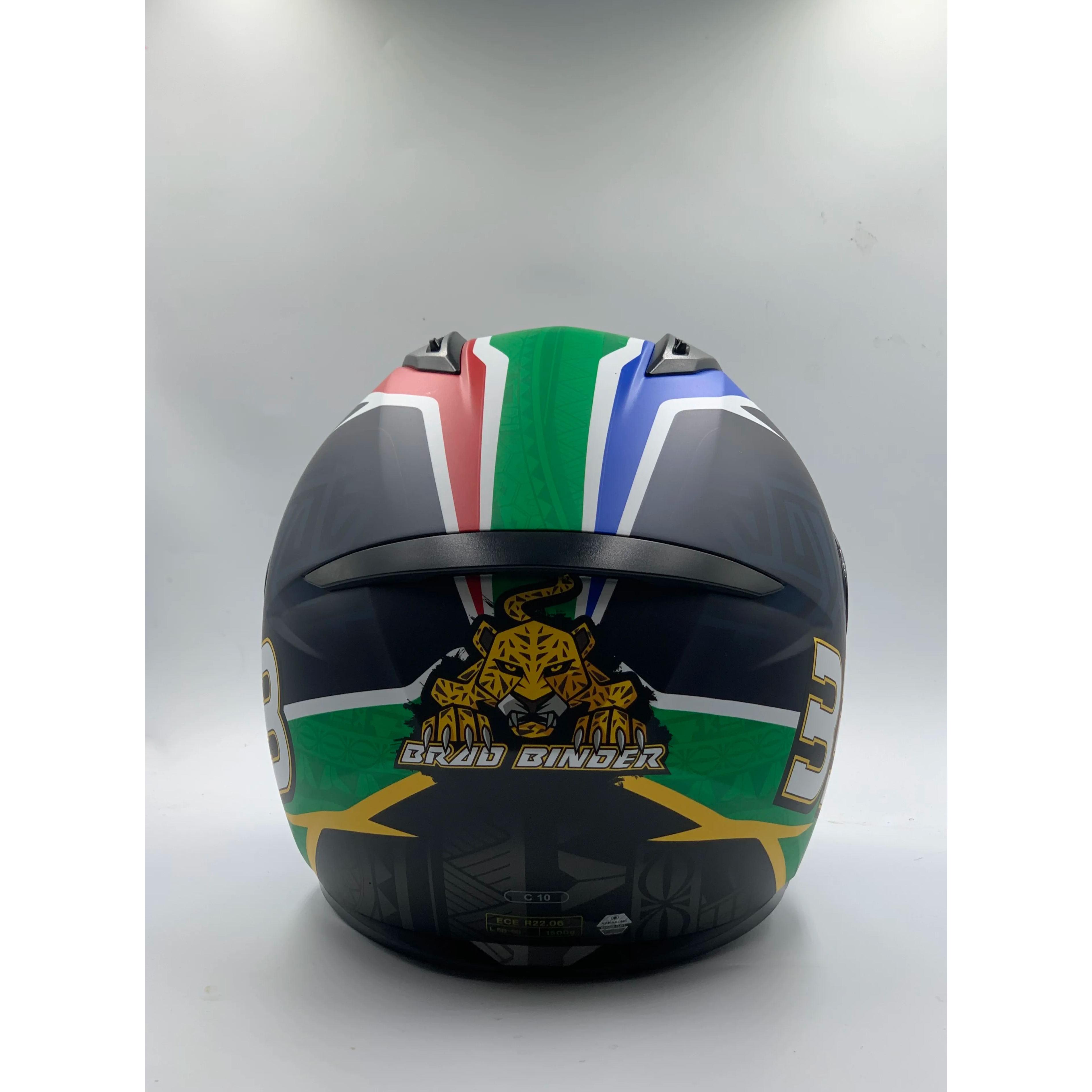 hjc brad binder helmet C10 BB33 LTD Blue/Green / XS It features an Advanced Polycarbonate Composite shell designed for a lightweight and superior fit Introducing the all-new Brad Binder