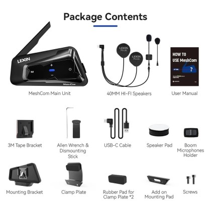 LEXIN MTX MeshCom Motorcycle Helmet Bluetooth Mesh Intercom (up to