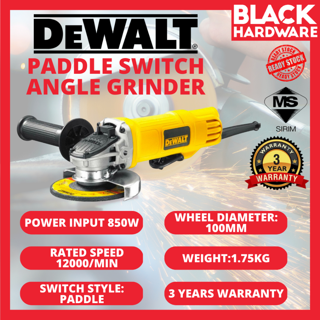Black Hardwarer DEWALT  Paddle Switch Anger Grinder Pengisar Sudut Grinding Cutting Disc Cutter Mesi
