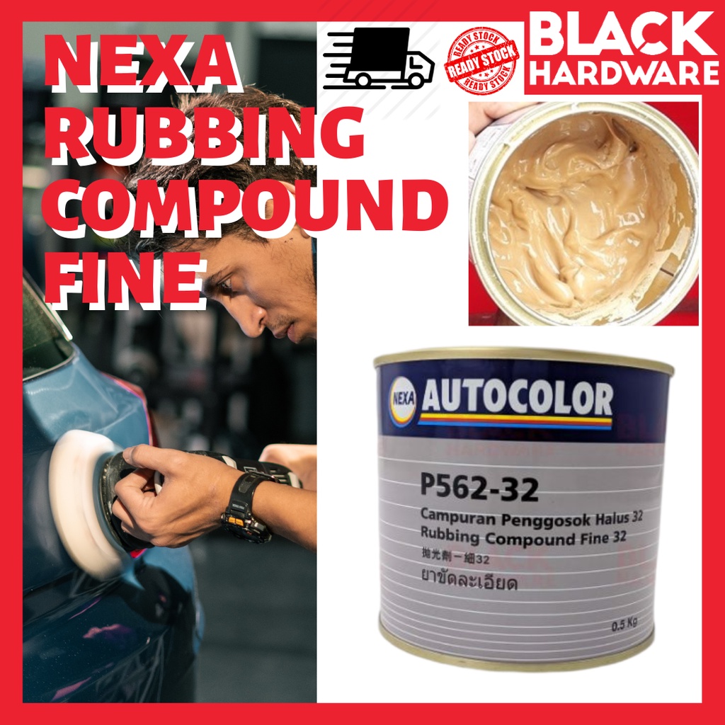 Black Hardware 0.5kg Nexa Autocolor P562-32 Rubbing Compound Fine 32 Big Wall Simen Body Kereta Hard