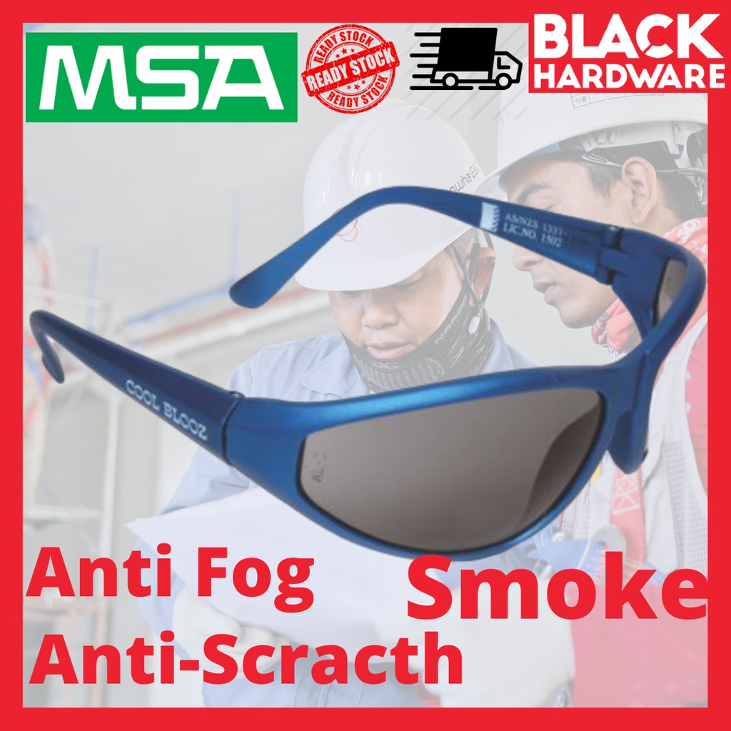 Black Hardware MSA Cool Blooz Eye Cermin Mata Safety PPE Protective UV Impact Soft Glasses Spectacle