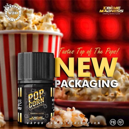Crème Madness Popcorn Caramel 60ml Freebase Myeasypod | MyEasyPod