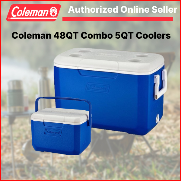 Coleman 48QT Combo Cooler box Free 5QT - Blue/White (Asia)
