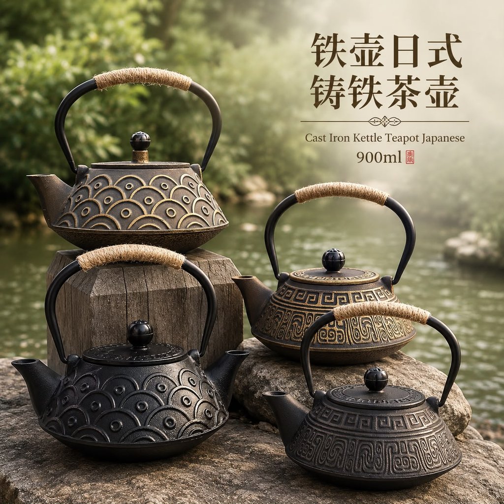 铁壶日式铸铁茶壶900ml Cast Iron Kettle Teapot Japanese Inspired