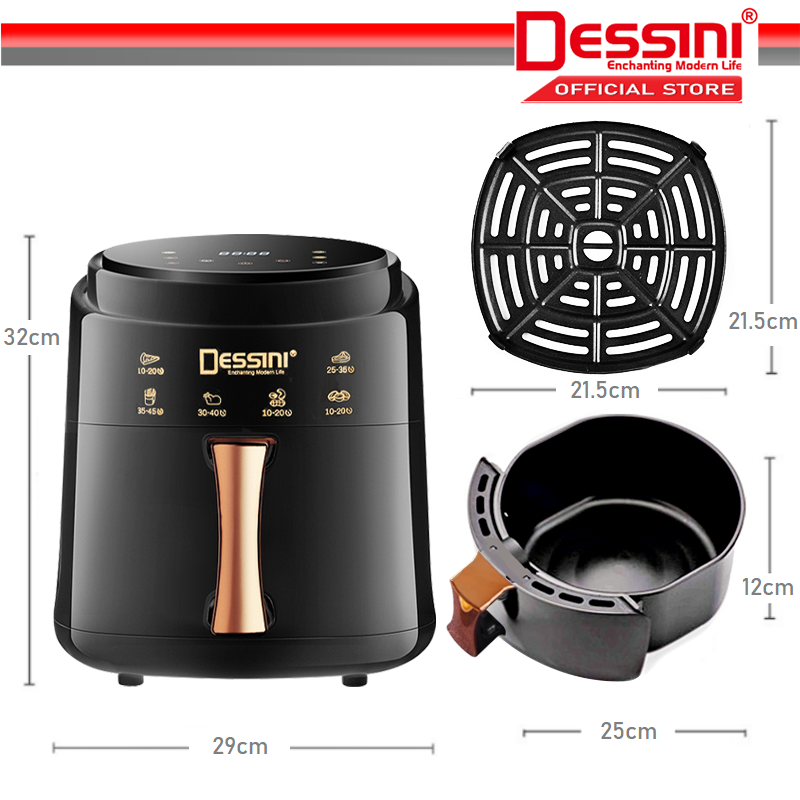 DESSINI ITALY AF80 Electric Oven Convection Air Fryer Toaster Timer