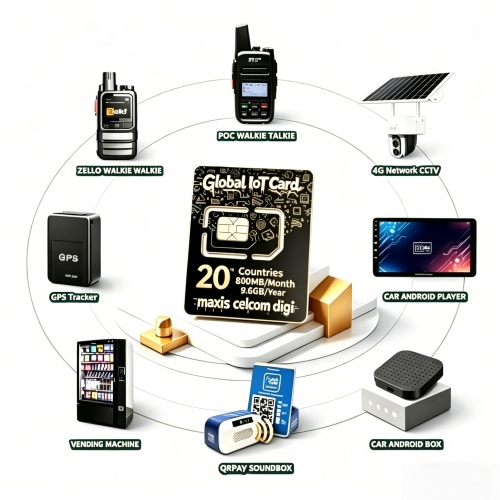 20 Countries Global IoT 2G 4G SIM Card - 800MB/Month 9.6GB/Year