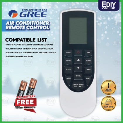thumbnail interactive-video image 1 of Universal Remote Control For GREE AC – YT1F YAA1FB YAN1F1F Compatible, Infrared, Unbranded 1 of 5