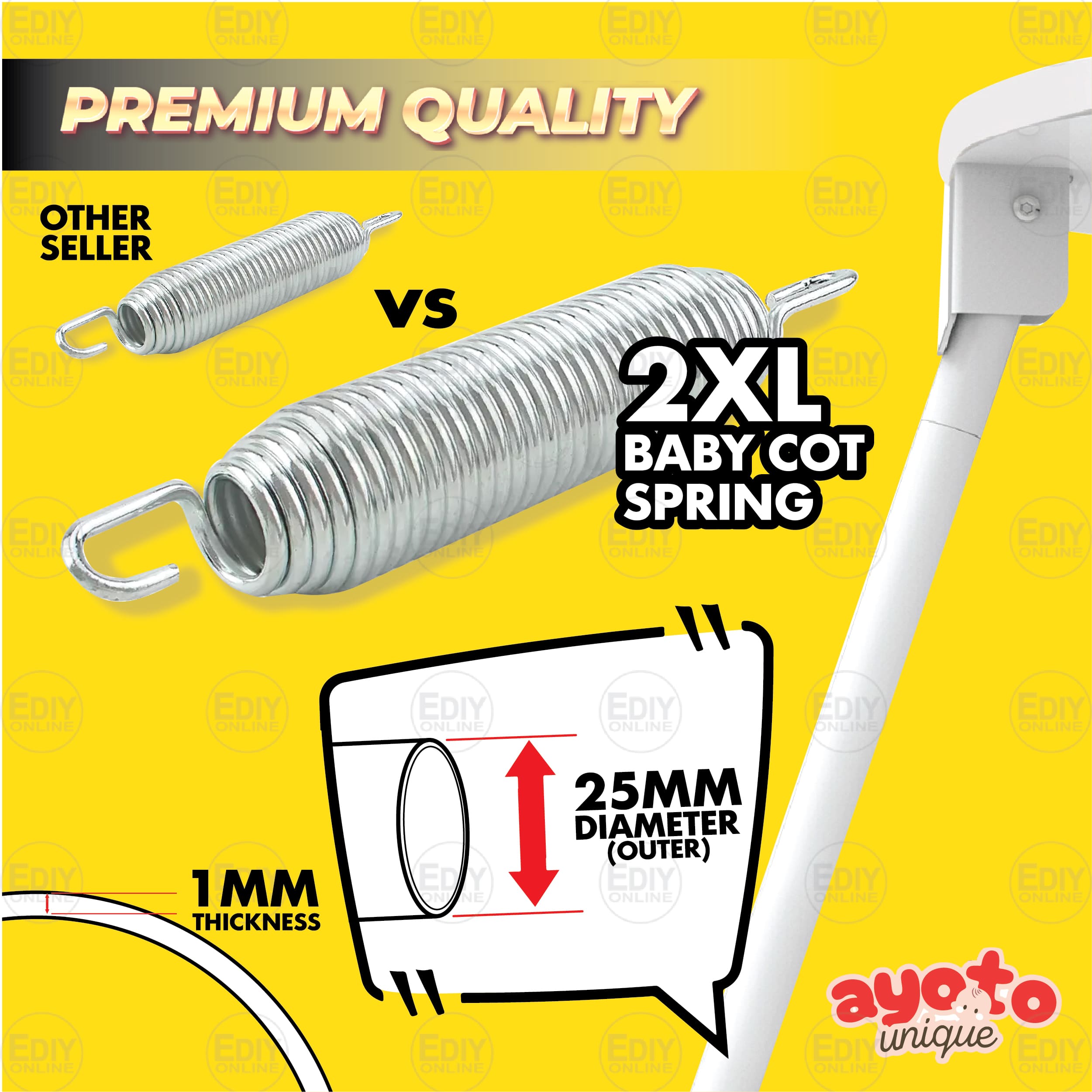 【NEW】 PREMIUM QUALITY CHROME 100KG TRAVEL BABY SPRING COT TRIPOD STAND ...