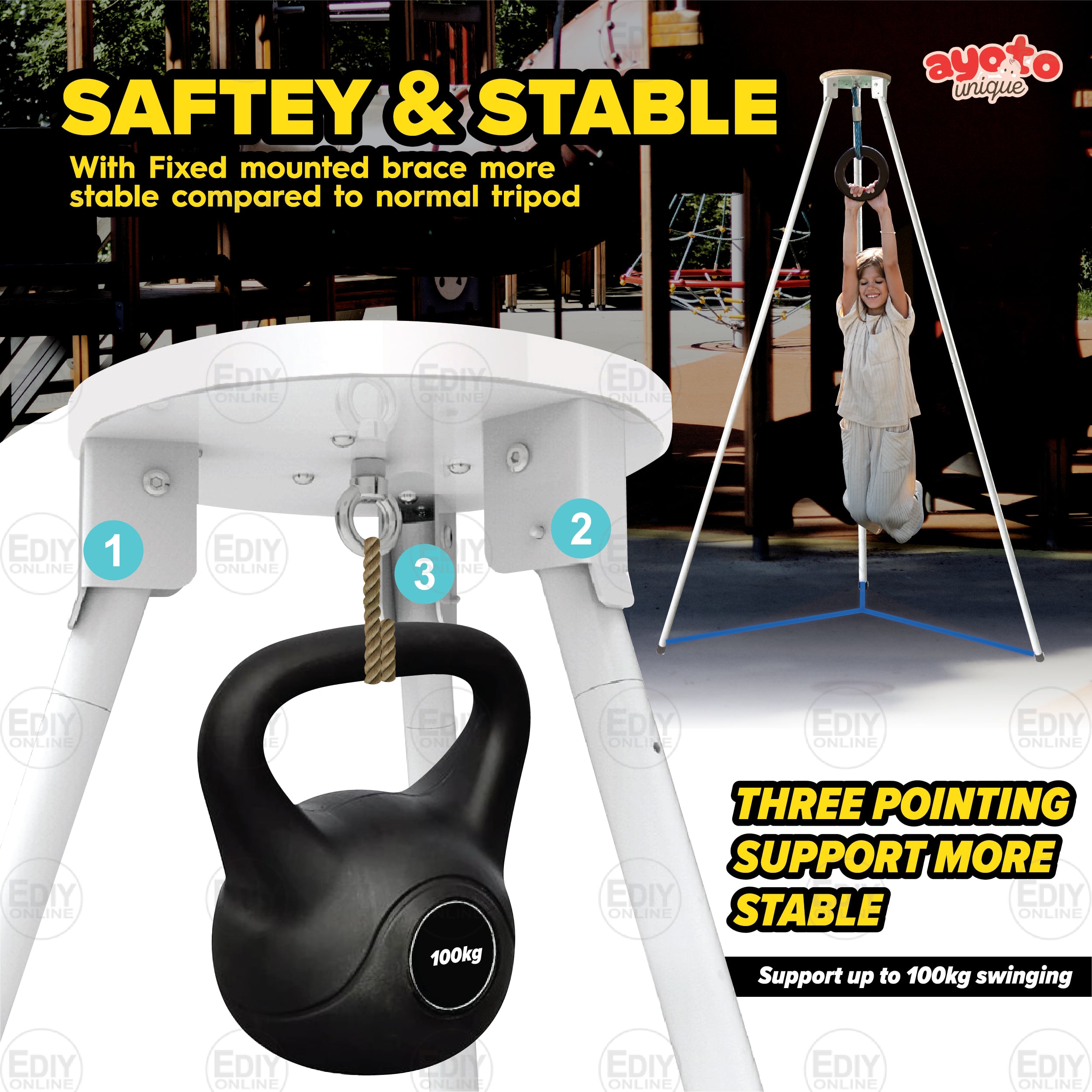 【NEW】 PREMIUM QUALITY CHROME 100KG TRAVEL BABY SPRING COT TRIPOD STAND ...